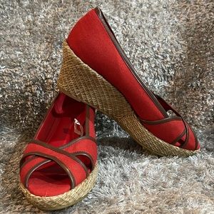 NWOT- Merona Wenda Peep toe Wicker Style Wedges Heels